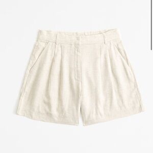 NWT Curve Love 8/29 Abercrombie Sloane Linen Blend Light Beige Shorts